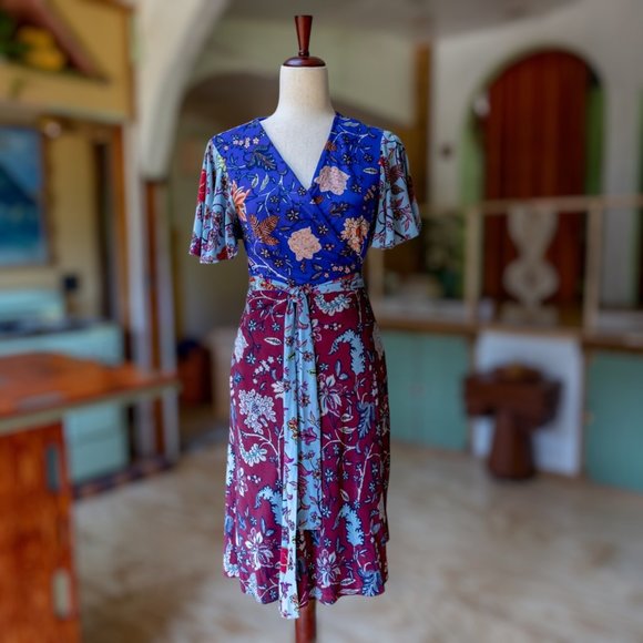 Diane Von Furstenberg Dresses & Skirts - Diane Von Furstenburg Floral Silk Wrap Dress Patchwork * Size 6